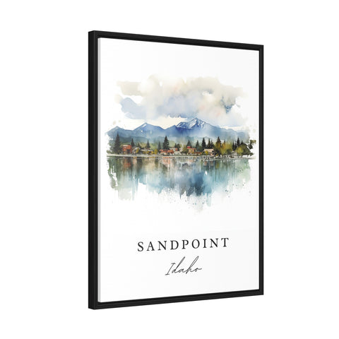 Sandpoint traditional travel art - Idaho, Sandpoint poster print, Wedding gift, Birthday present, Custom Text, Perfect Gift