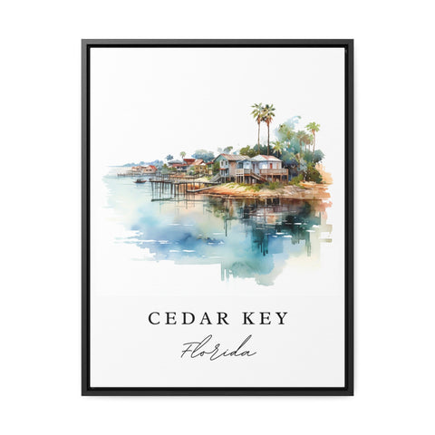 Cedar Key traditional travel art - Florida, Cedar Key poster print, Wedding gift, Birthday present, Custom Text, Perfect Gift