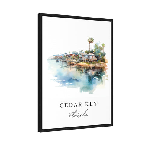Cedar Key traditional travel art - Florida, Cedar Key poster print, Wedding gift, Birthday present, Custom Text, Perfect Gift