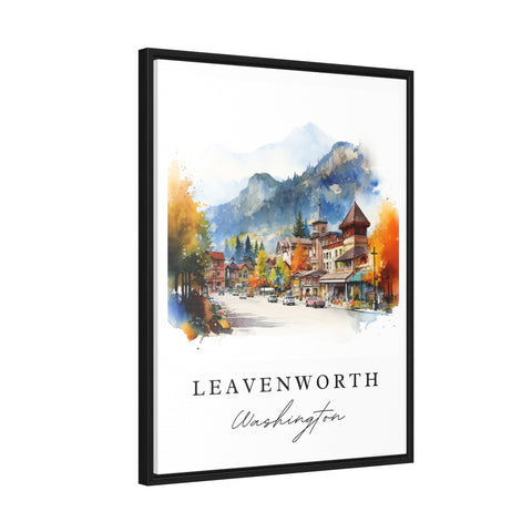 Leavenworth traditional travel art - Washington, Leavenworth poster print, Wedding gift, Birthday present, Custom Text, Perfect Gift