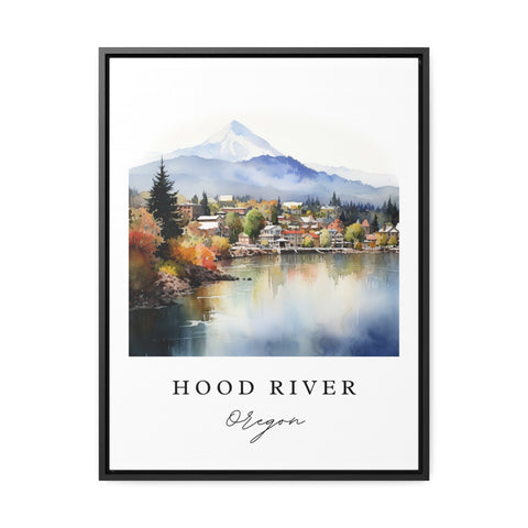 Hood River traditional travel art - Oregon, Hood River poster print, Wedding gift, Birthday present, Custom Text, Perfect Gift