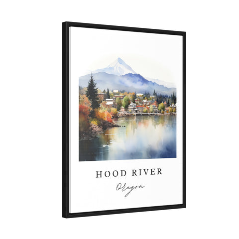 Hood River traditional travel art - Oregon, Hood River poster print, Wedding gift, Birthday present, Custom Text, Perfect Gift