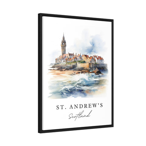 St Andrews traditional travel art - Scotland, St. Andrew's poster print, Wedding gift, Birthday present, Custom Text, Perfect Gift