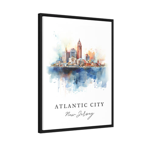 Atlantic City traditional travel art - New Jersey, Atlantic City poster print, Wedding gift, Birthday present, Custom Text, Perfect Gift