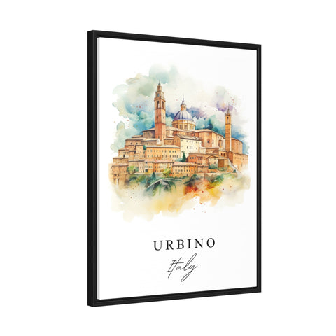 Urbino traditional travel art - Italy, Urbino poster print, Wedding gift, Birthday present, Custom Text, Perfect Gift