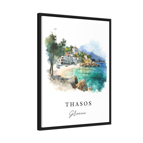 Thasos traditional travel art - Greece, Thasos poster print, Wedding gift, Birthday present, Custom Text, Perfect Gift