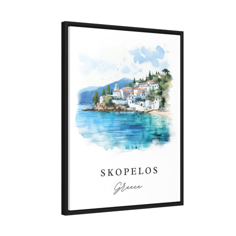 Skopelos traditional travel art - Greece, Skopelos poster print, Wedding gift, Birthday present, Custom Text, Perfect Gift