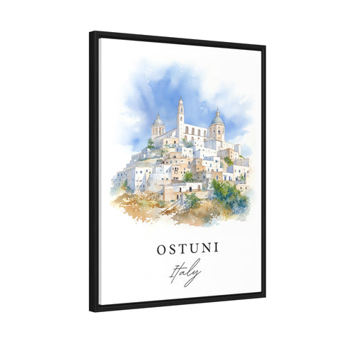 Ostuni traditional travel art - Italy, Ostuni poster print, Wedding gift, Birthday present, Custom Text, Perfect Gift