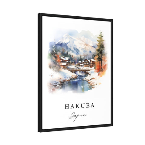 Hakuba traditional travel art - Japan, Hakuba poster print, Wedding gift, Birthday present, Custom Text, Perfect Gift