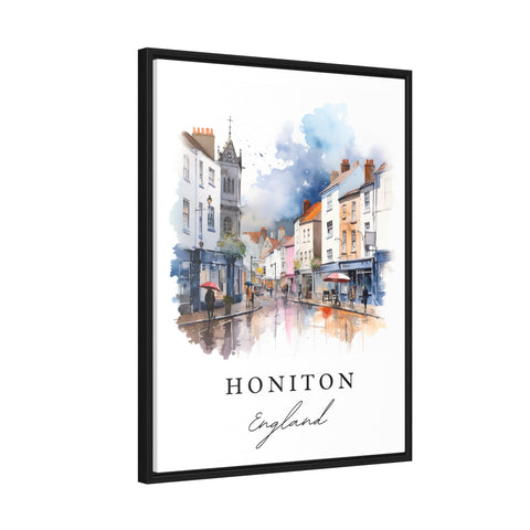 Honiton traditional travel art - England, Honiton poster print, Wedding gift, Birthday present, Custom Text, Perfect Gift