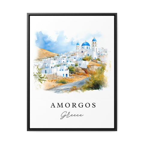 Amorgos traditional travel art - Greece, Amorgos poster print, Wedding gift, Birthday present, Custom Text, Perfect Gift