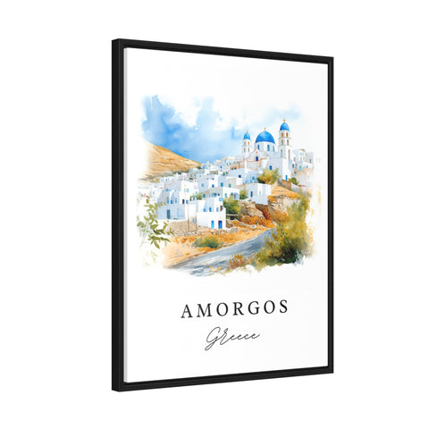 Amorgos traditional travel art - Greece, Amorgos poster print, Wedding gift, Birthday present, Custom Text, Perfect Gift