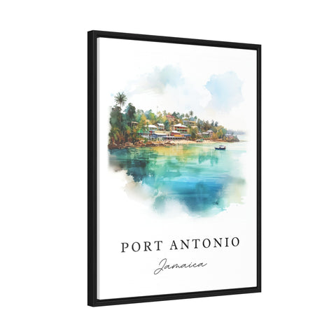 Port Antonio traditional travel art - Jamaica, Port Antonio poster print, Wedding gift, Birthday present, Custom Text, Perfect Gift
