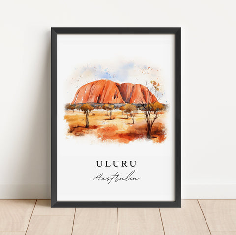 Uluru traditional travel art - Australia, Uluru poster print, Wedding gift, Birthday present, Custom Text, Perfect Gift