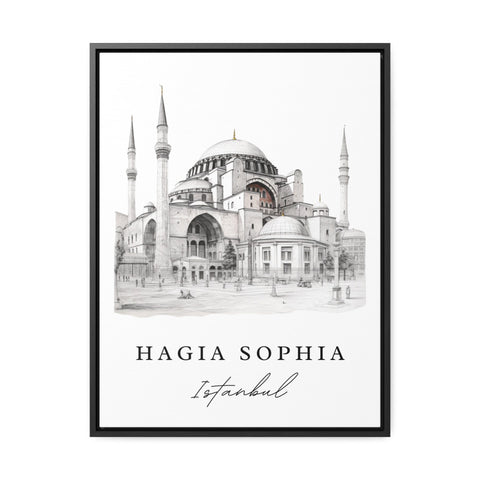 Hagia Sophia Pencil Sketch travel art - Istanbul, Hagia Sophia poster print, Wedding gift, Birthday present, Custom Text, Perfect Gift