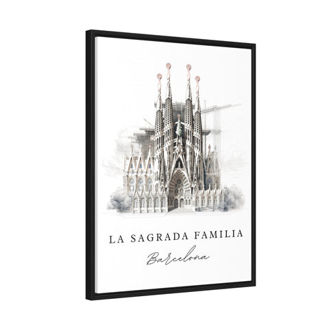 La Sagrada Familia traditional travel art - Sagrada Familia, Barcelona poster print, Wedding gift, Birthday present, Custom Text Available