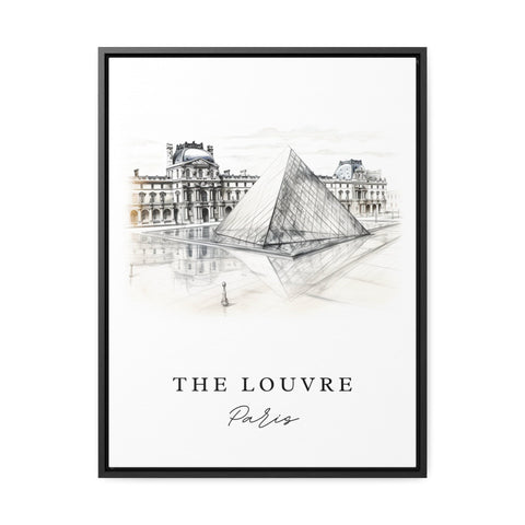 The Louvre traditional art - Paris, Louvre Sketch Design Art, Wedding gift, Birthday present, Custom Text, Perfect Gift