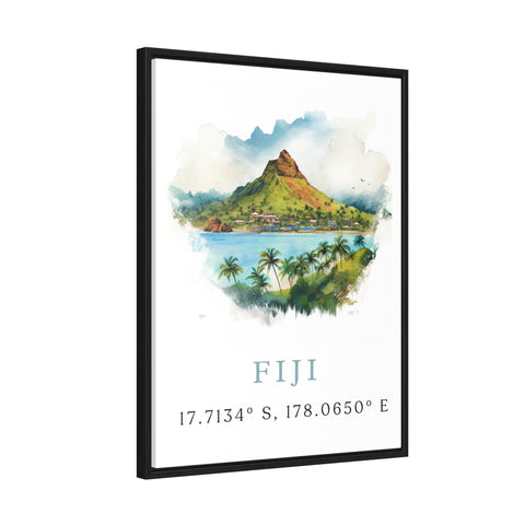 Fiji travel art - Fiji poster print with coordinates, Wedding gift, Birthday present, Custom Text, Perfect Gift