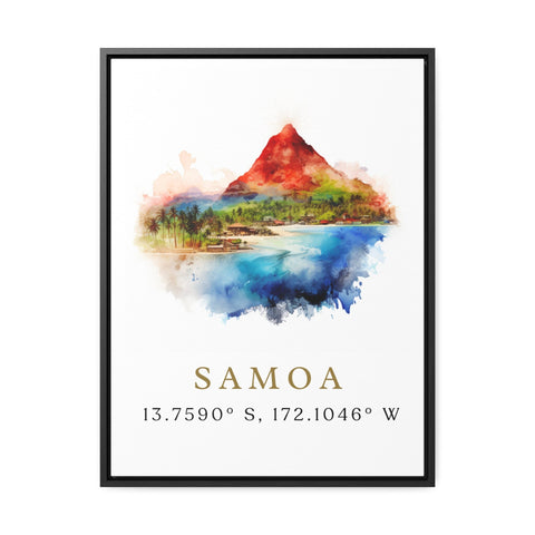 Samoa travel art - Samoa poster print with coordinates, Wedding gift, Birthday present, Custom Text, Perfect Gift