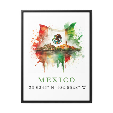 Mexico wall art - Mexico poster print with coordinates, Framed and Unframed Options - Wedding gift, Birthday present, Custom Text