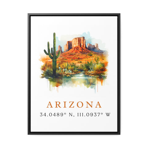Arizona wall art - Arizona poster print with coordinates, Framed and Unframed Options - Wedding gift, Birthday present, Custom Text