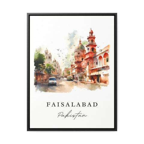 Faisalabad traditional travel art - Pakistan, Faisalabad poster print, Wedding gift, Birthday present, Custom Text, Perfect Gift