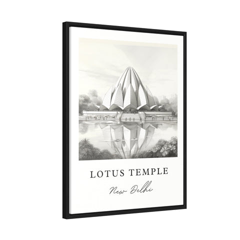 Lotus Temple Pencil Sketch travel art - New Delhi, India print, Wedding gift, Birthday present, Custom Text, Perfect Gift
