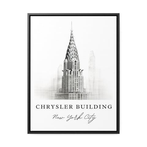Chrysler Building NYC Pencil Sketch travel art - New York City, Chrysler print, Wedding gift, Birthday present, Custom Text, Perfect Gift