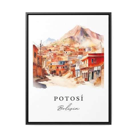 Potosi traditional travel art - Bolivia, Potosi poster print, Wedding gift, Birthday present, Custom Text, Perfect Gift