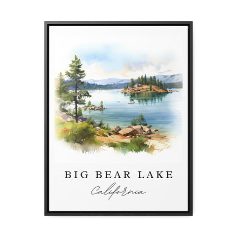 Big Bear Lake traditional travel art - California, Big Bear poster print, Wedding gift, Birthday present, Custom Text, Perfect Gift