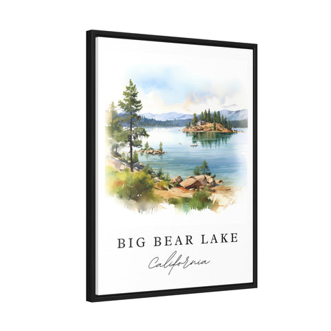 Big Bear Lake traditional travel art - California, Big Bear poster print, Wedding gift, Birthday present, Custom Text, Perfect Gift