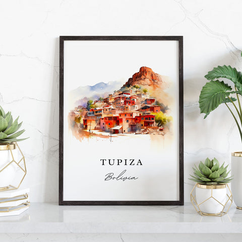 Tupiza traditional travel art - Bolivia, Tupiza poster print, Wedding gift, Birthday present, Custom Text, Perfect Gift