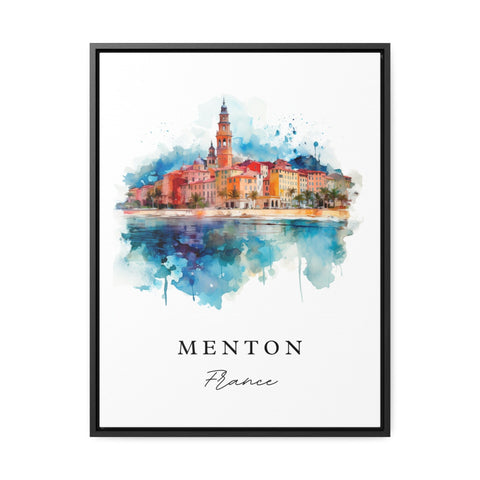 Menton traditional travel art - France, Menton poster print, Wedding gift, Birthday present, Custom Text, Perfect Gift