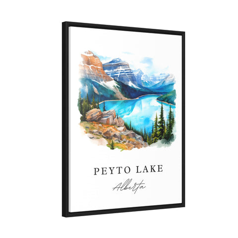 Peyto Lake traditional travel art - Alberta, Peyto Lake poster print, Wedding gift, Birthday present, Custom Text, Perfect Gift