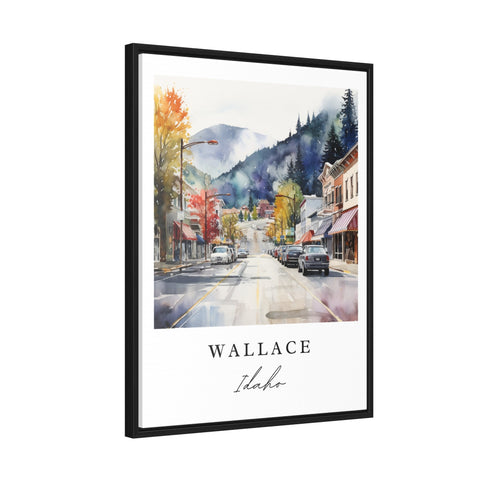 Wallace traditional travel art - Idaho, Wallace poster print, Wedding gift, Birthday present, Custom Text, Perfect Gift