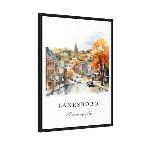 Lanesboro traditional travel art - Minnesota, Lanesboro poster print, Wedding gift, Birthday present, Custom Text, Perfect Gift
