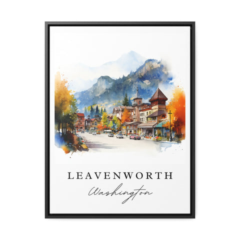 Leavenworth traditional travel art - Washington, Leavenworth poster print, Wedding gift, Birthday present, Custom Text, Perfect Gift