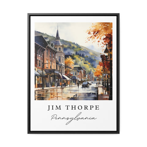 Jim Thrope traditional travel art - Pennsylvania, Jim Thrope poster print, Wedding gift, Birthday present, Custom Text, Perfect Gift