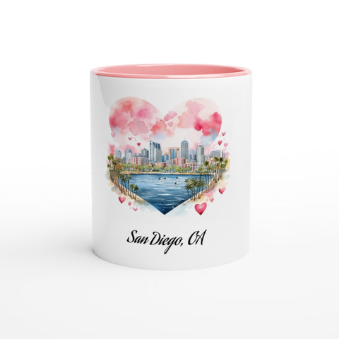 San Diego California Skyline Valentine's Day White 11oz Ceramic Mug