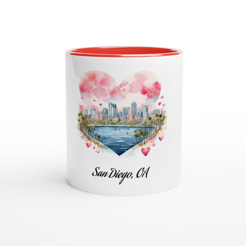 San Diego California Skyline Valentine's Day White 11oz Ceramic Mug