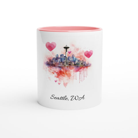 Seattle Washington Skyline Valentine's Day White 11oz Ceramic Mug