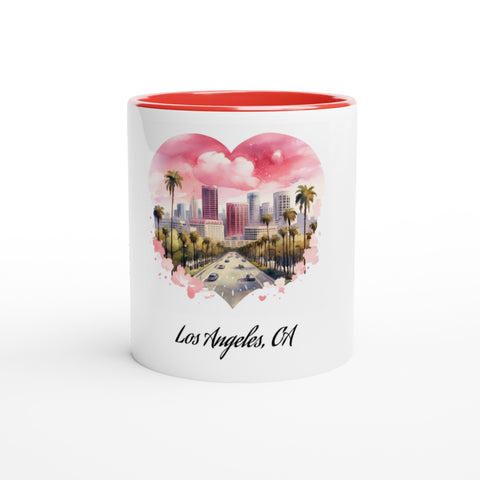 Los Angeles California Skyline Valentine's Day White 11oz Ceramic Mug