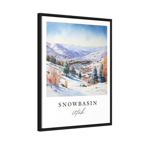 Snowbasin traditional travel art - Utah, Snowbasin poster print, Wedding gift, Birthday present, Custom Text, Perfect Gift