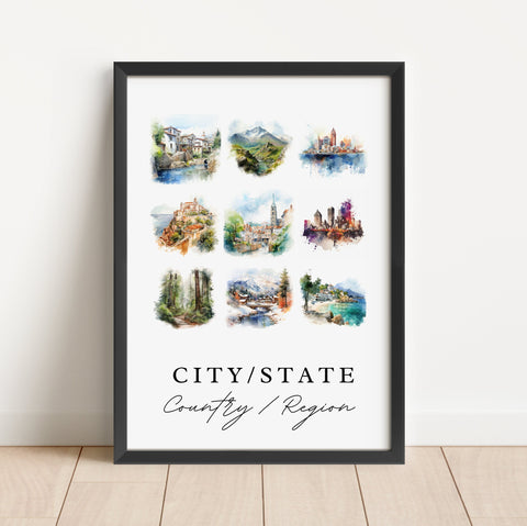 Custom Location Travel Art - Pick Any Location in the World, Perfect Birthday, Holiday, Wedding Gift, Available in multiple formats + sizes