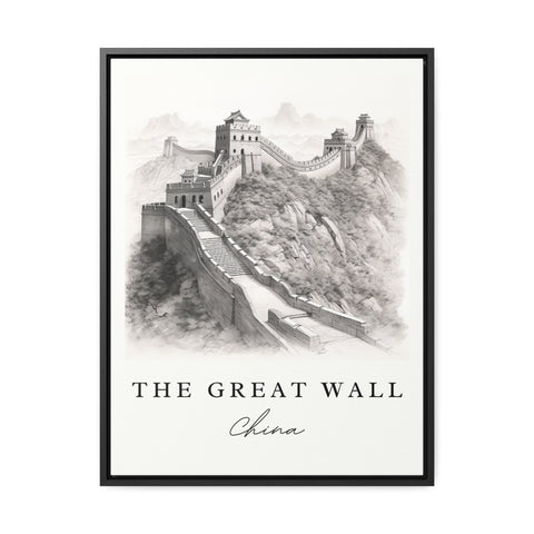 Great Wall of China sketch travel art - China, The Great Wall poster print, Wedding gift, Birthday present, Custom Text, Perfect Gift