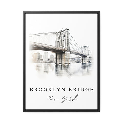 Brooklyn Bridge traditional art - New York, Brooklyn poster print, Wedding gift, Birthday present, Custom Text, Perfect Gift