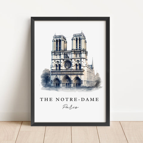 Notre-Dame Cathedral traditional art - Paris, The Notre Dame poster print, Wedding gift, Birthday present, Custom Text, Perfect Gift
