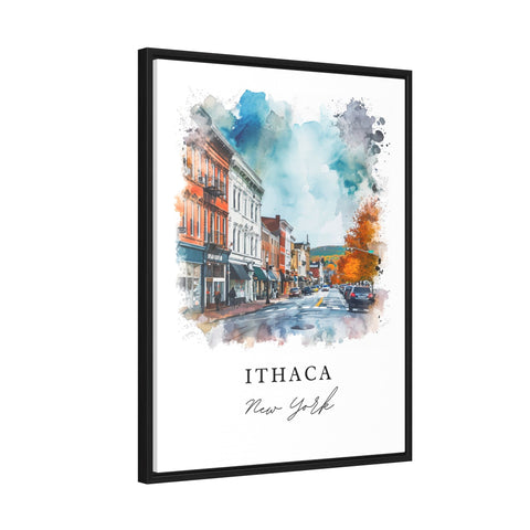 Ithaca traditional travel art - New York, Ithaca print, Wedding gift, Birthday present, Custom Text, Perfect Gift