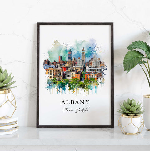 Albany NY traditional travel art - Upstate New York, Albany print, Wedding gift, Birthday present, Custom Text, Perfect Gift