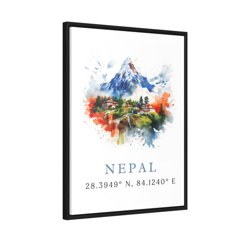 Nepal travel art - Nepal poster print with coordinates, Wedding gift, Birthday present, Custom Text, Perfect Gift